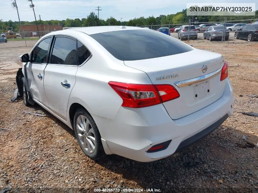 3N1AB7AP7HY303025 2017 Nissan Sentra Sv