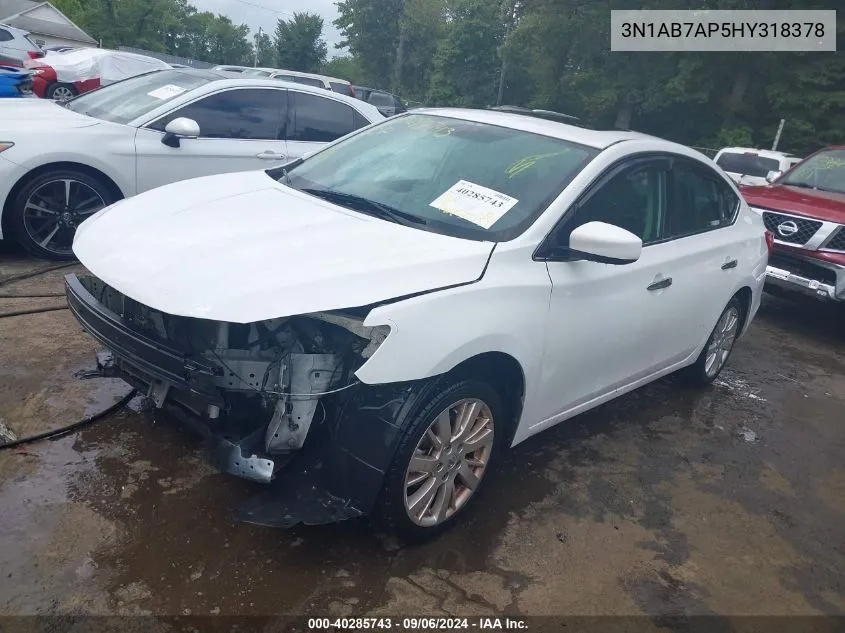 2017 Nissan Sentra Sv VIN: 3N1AB7AP5HY318378 Lot: 40285743