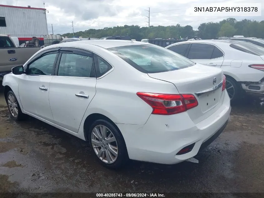 2017 Nissan Sentra Sv VIN: 3N1AB7AP5HY318378 Lot: 40285743