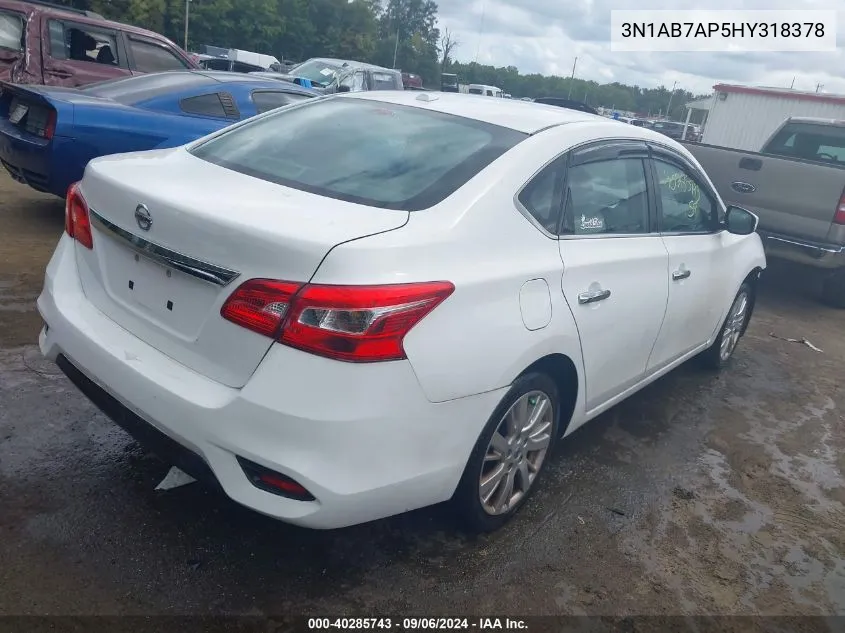 2017 Nissan Sentra Sv VIN: 3N1AB7AP5HY318378 Lot: 40285743