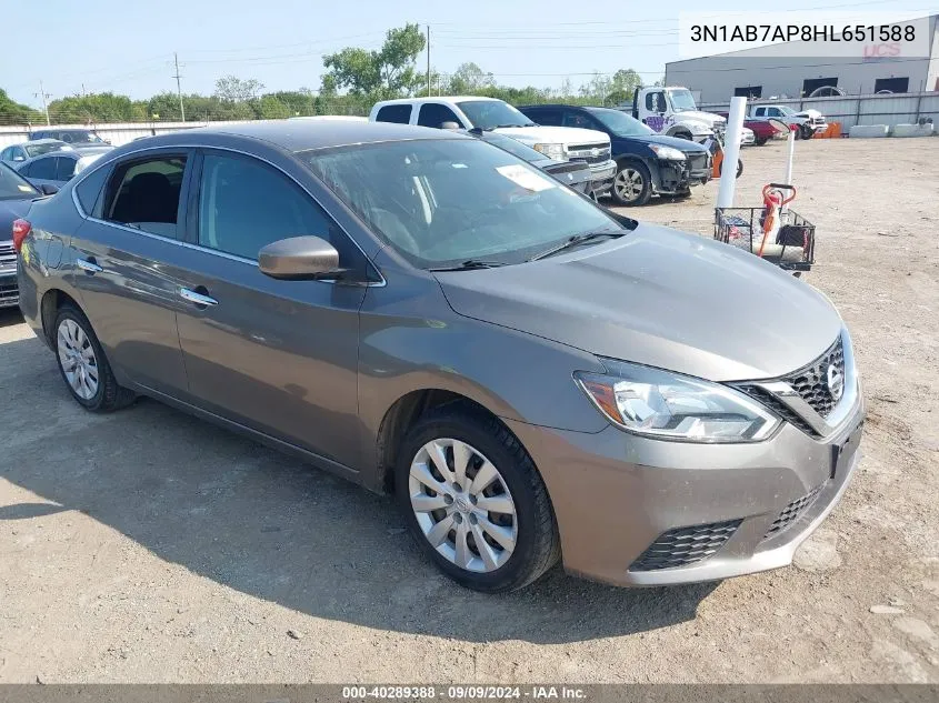 2017 Nissan Sentra Sv VIN: 3N1AB7AP8HL651588 Lot: 40289388