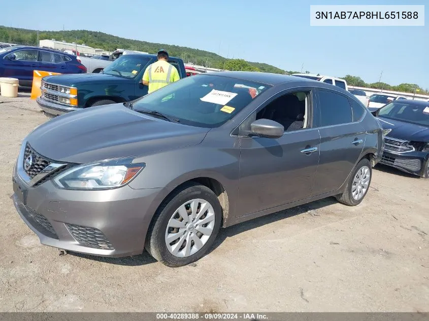 2017 Nissan Sentra Sv VIN: 3N1AB7AP8HL651588 Lot: 40289388