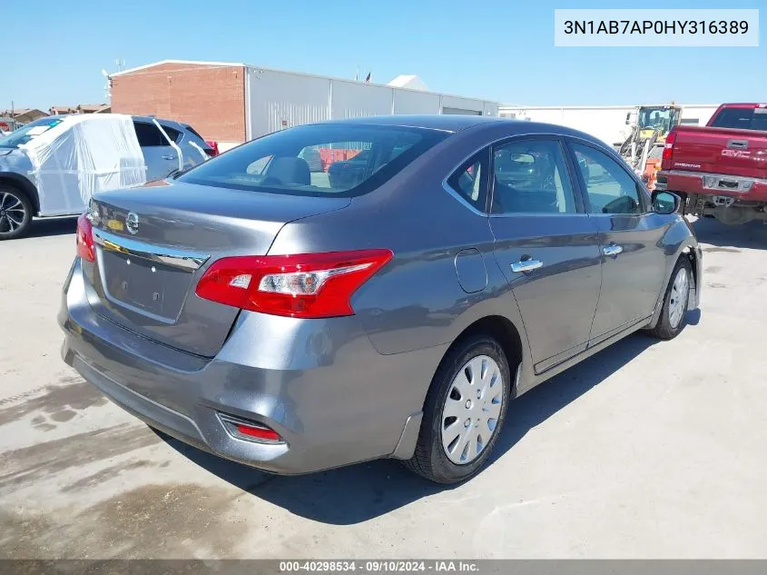 2017 Nissan Sentra S VIN: 3N1AB7AP0HY316389 Lot: 40298534