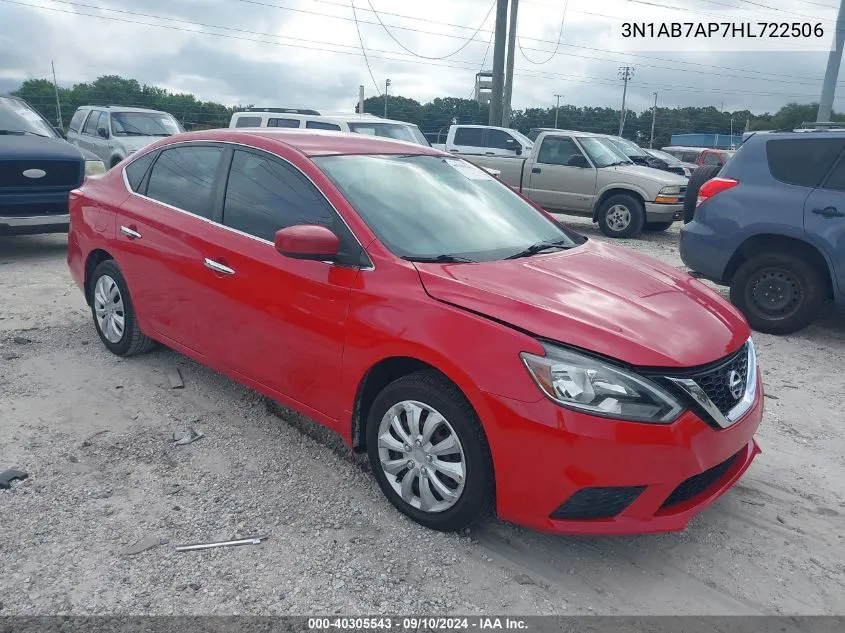 2017 Nissan Sentra S/Sv/Sr/Sl VIN: 3N1AB7AP7HL722506 Lot: 40305543