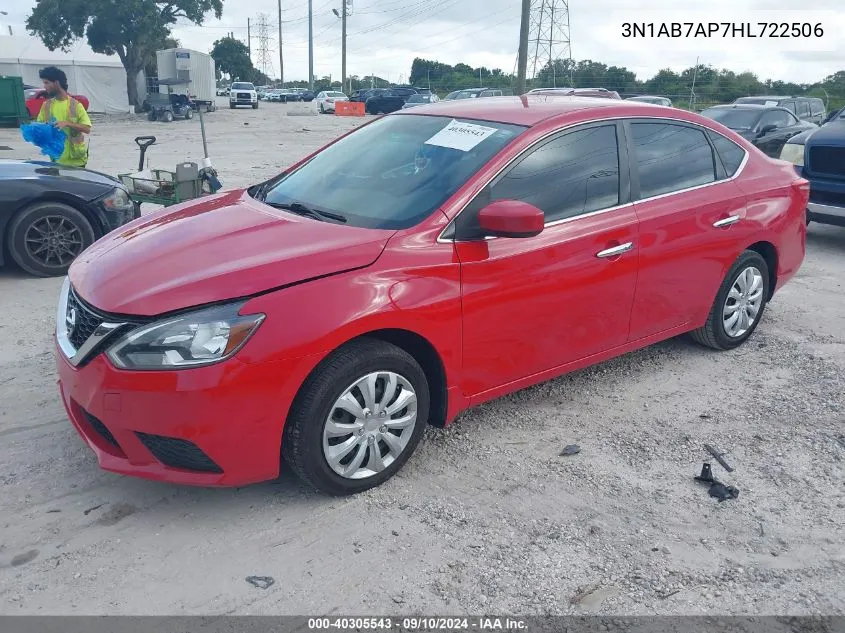 2017 Nissan Sentra S/Sv/Sr/Sl VIN: 3N1AB7AP7HL722506 Lot: 40305543