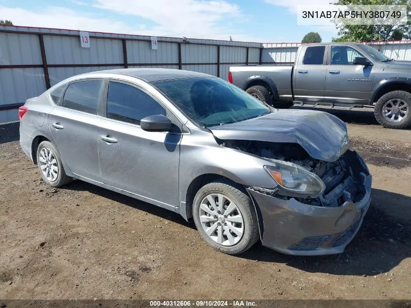 2017 Nissan Sentra S/Sv/Sr/Sl VIN: 3N1AB7AP5HY380749 Lot: 40312606