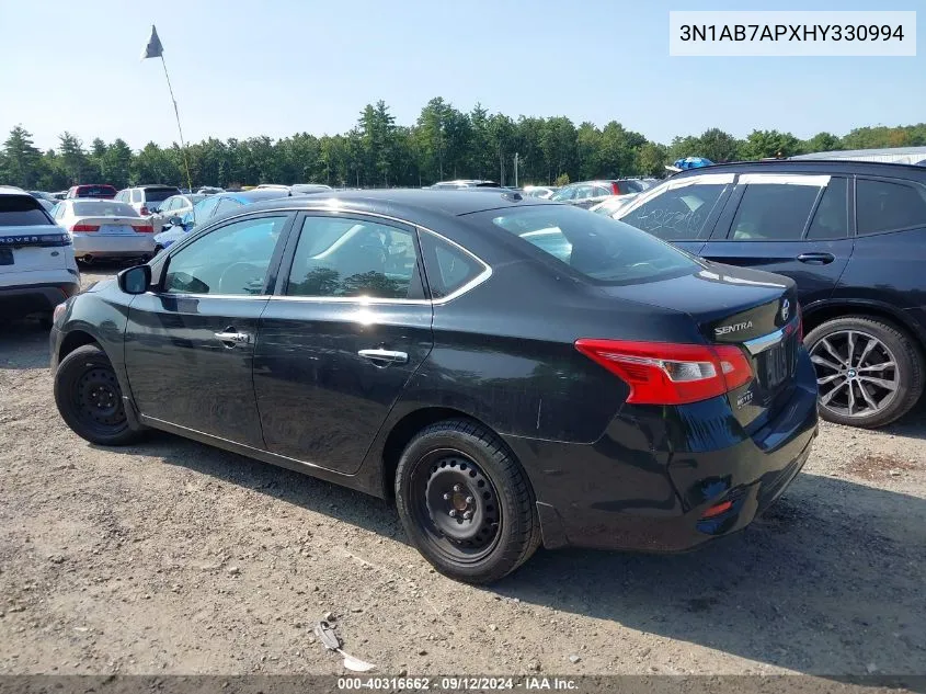 2017 Nissan Sentra S/Sv/Sr/Sl VIN: 3N1AB7APXHY330994 Lot: 40316662