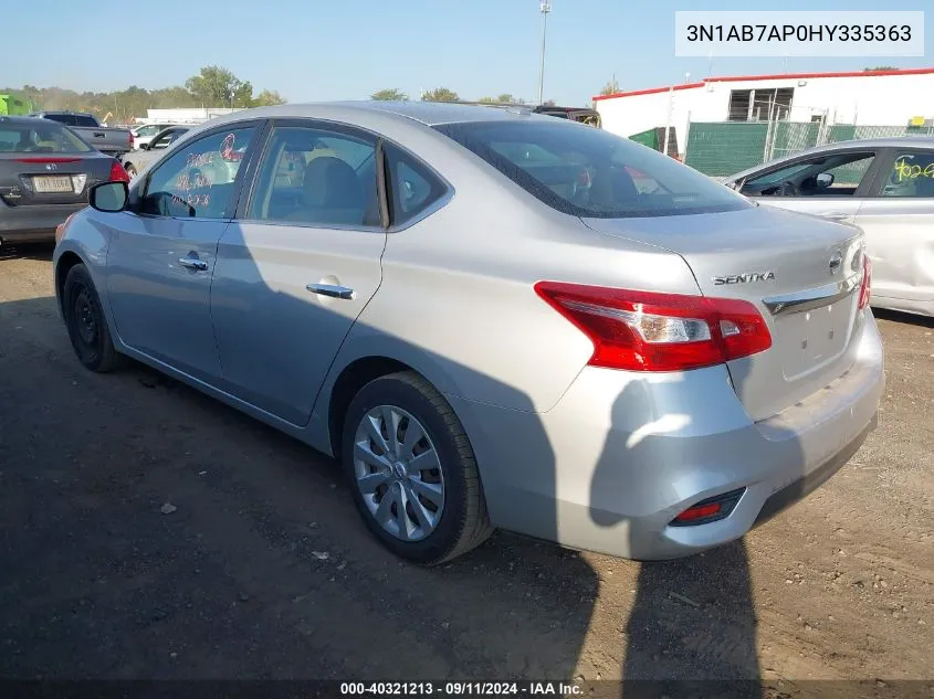 2017 Nissan Sentra Sv VIN: 3N1AB7AP0HY335363 Lot: 40321213