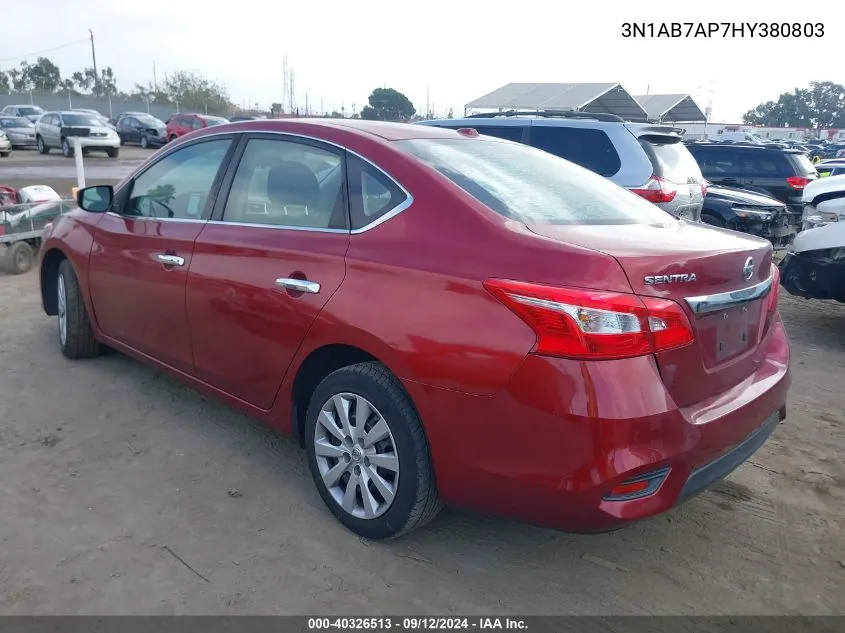 2017 Nissan Sentra S/Sv/Sr/Sl VIN: 3N1AB7AP7HY380803 Lot: 40326513