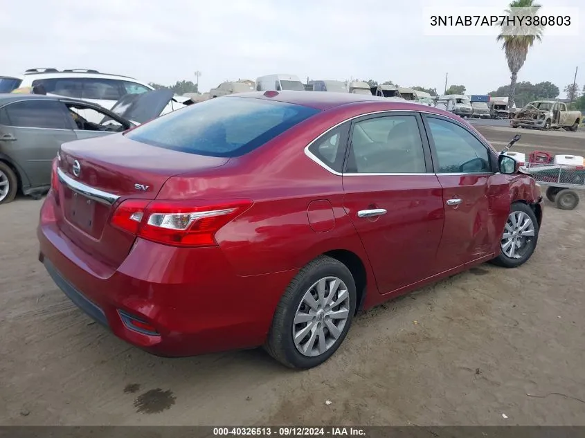 2017 Nissan Sentra S/Sv/Sr/Sl VIN: 3N1AB7AP7HY380803 Lot: 40326513