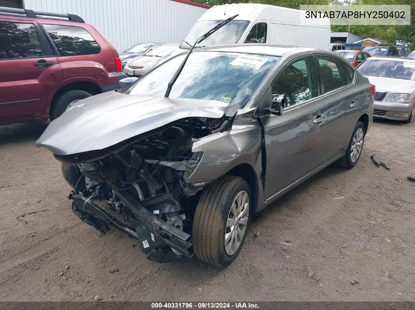 2017 Nissan Sentra S/Sv/Sr/Sl VIN: 3N1AB7AP8HY250402 Lot: 40331796