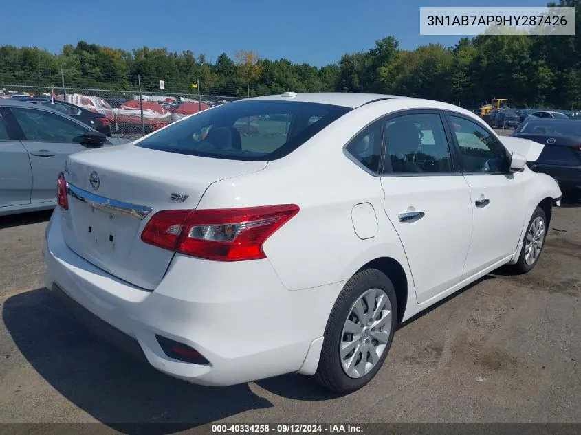 2017 Nissan Sentra Sv VIN: 3N1AB7AP9HY287426 Lot: 40334258