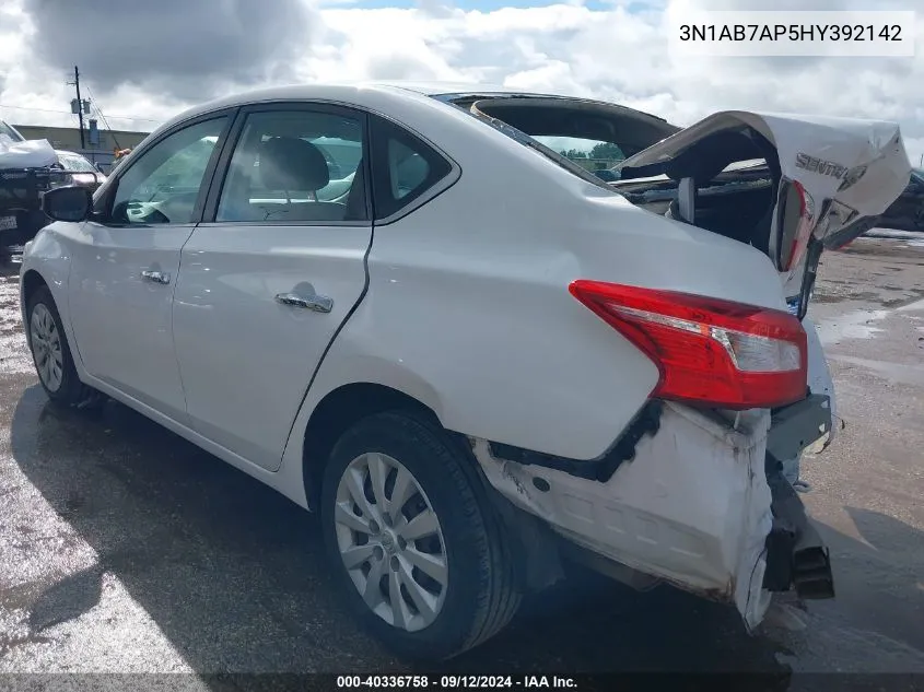 2017 Nissan Sentra S/Sv/Sr/Sl VIN: 3N1AB7AP5HY392142 Lot: 40336758