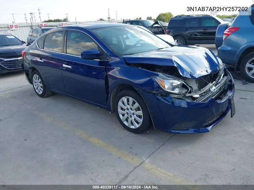 2017 Nissan Sentra S VIN: 3N1AB7AP2HY257202 Lot: 40339117