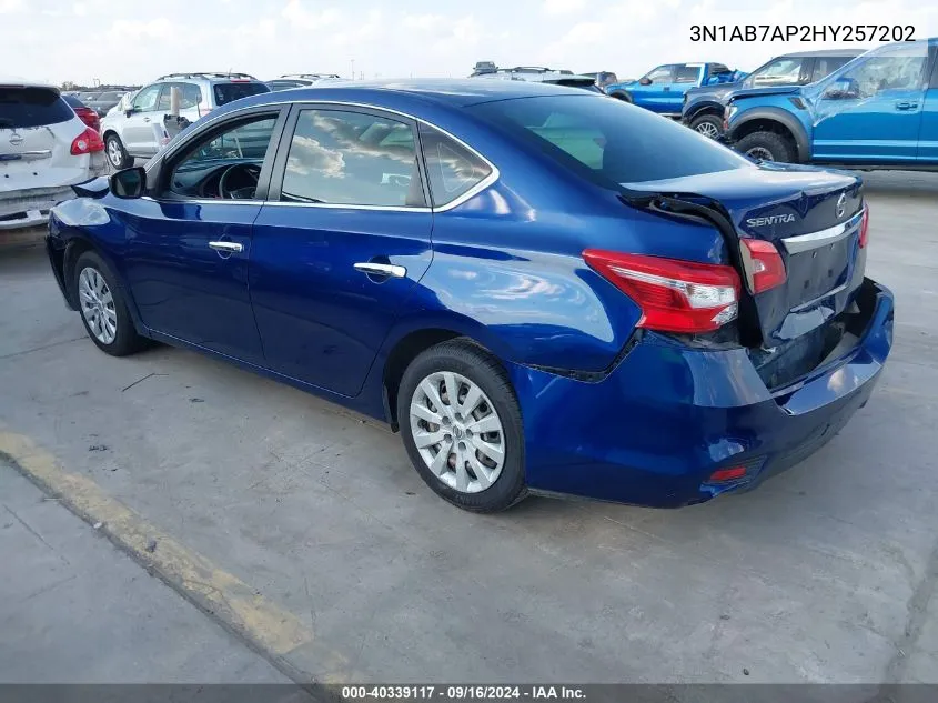 2017 Nissan Sentra S VIN: 3N1AB7AP2HY257202 Lot: 40339117