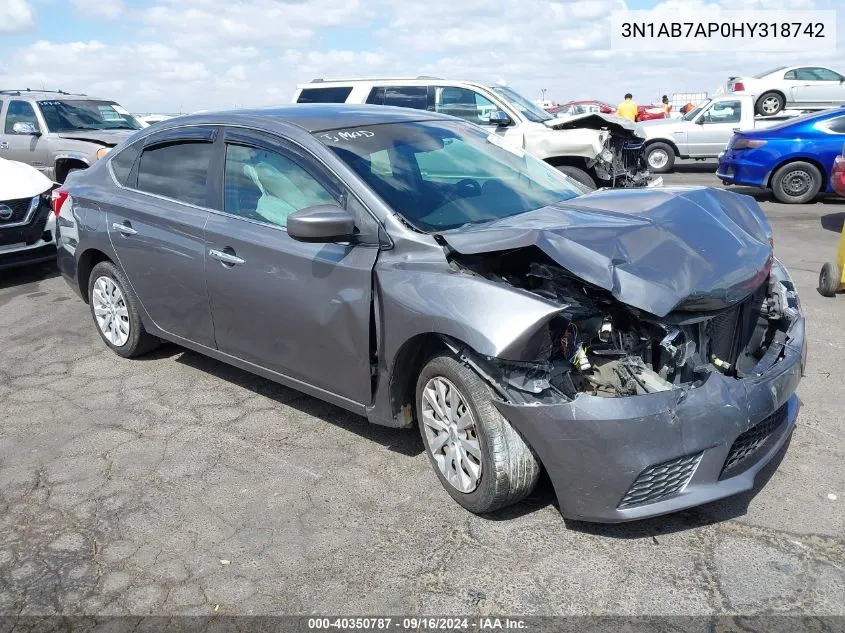 2017 Nissan Sentra Sv VIN: 3N1AB7AP0HY318742 Lot: 40350787