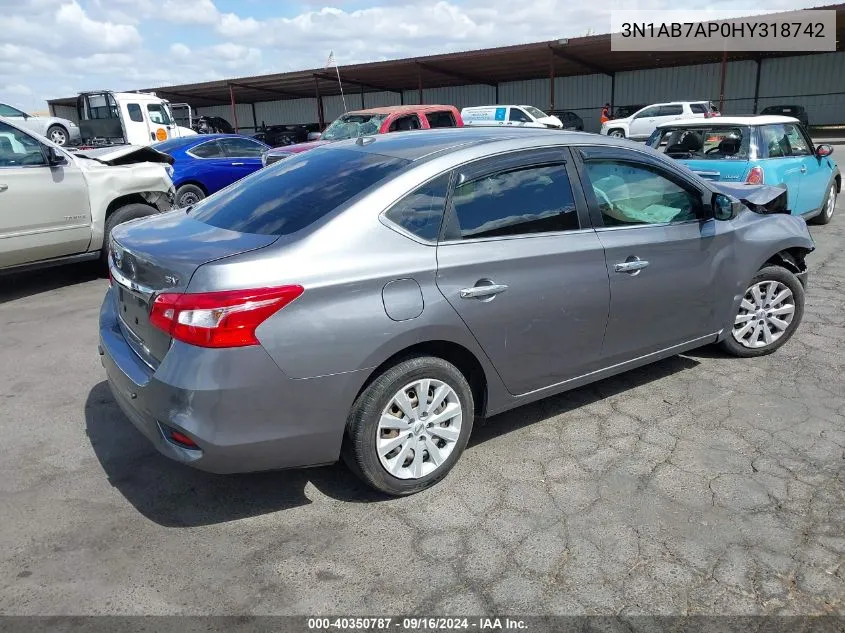 2017 Nissan Sentra Sv VIN: 3N1AB7AP0HY318742 Lot: 40350787