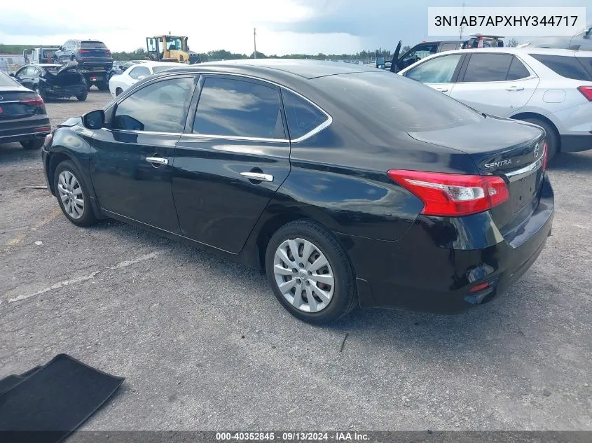 2017 Nissan Sentra S VIN: 3N1AB7APXHY344717 Lot: 40352845