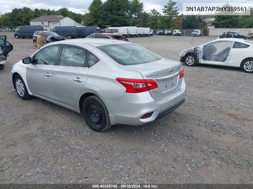 2017 Nissan Sentra Sv VIN: 3N1AB7AP3HY359561 Lot: 40355768