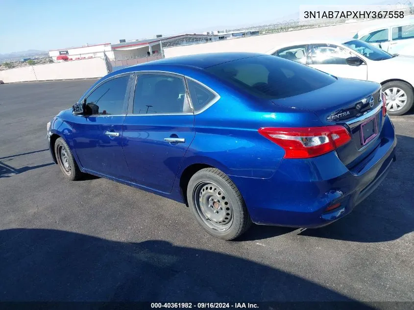 2017 Nissan Sentra S VIN: 3N1AB7APXHY367558 Lot: 40361982