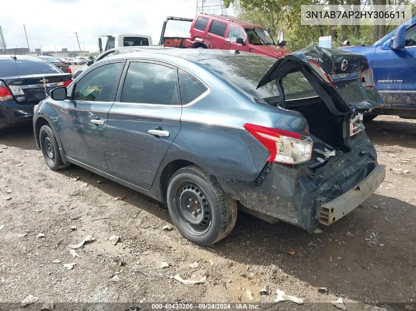 3N1AB7AP2HY306611 2017 Nissan Sentra Sv