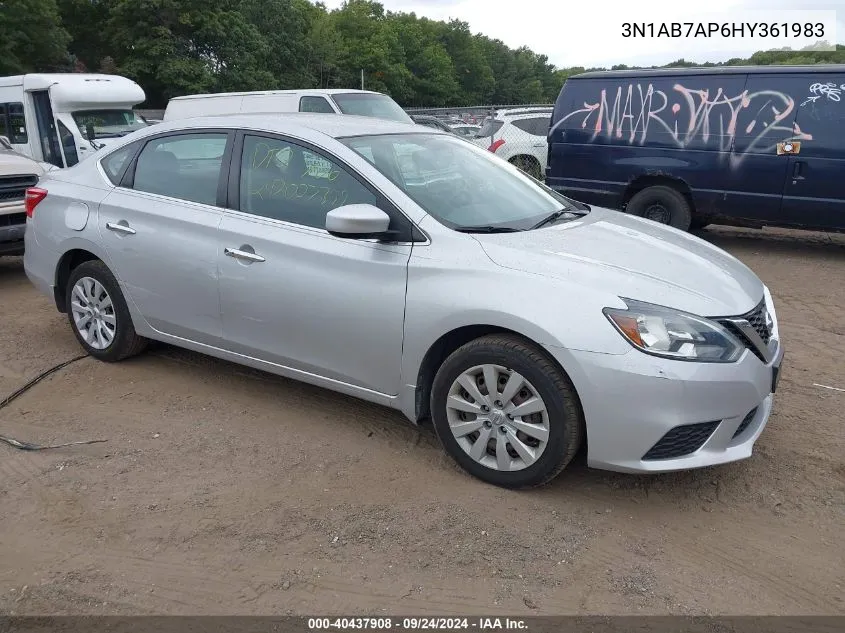 2017 Nissan Sentra Sv VIN: 3N1AB7AP6HY361983 Lot: 40437908