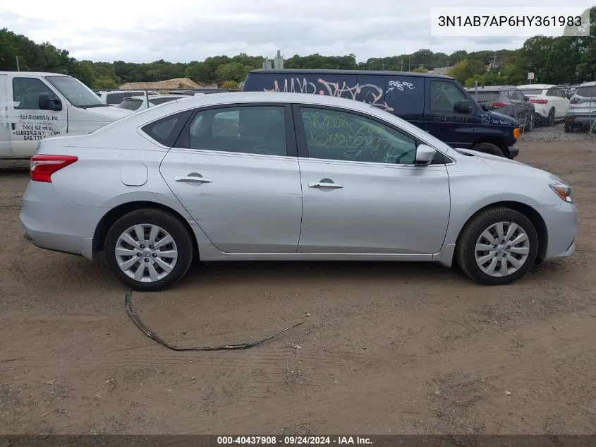 2017 Nissan Sentra Sv VIN: 3N1AB7AP6HY361983 Lot: 40437908