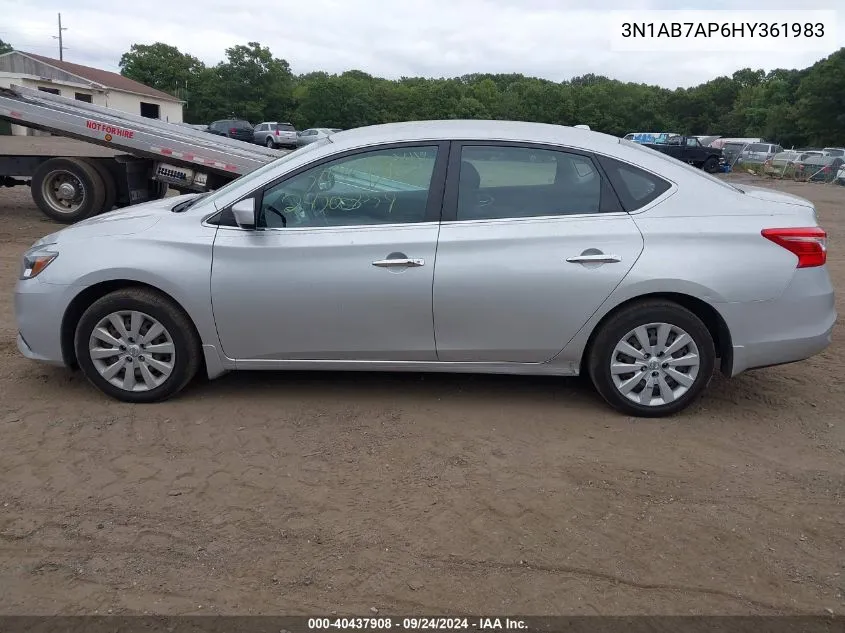 2017 Nissan Sentra Sv VIN: 3N1AB7AP6HY361983 Lot: 40437908