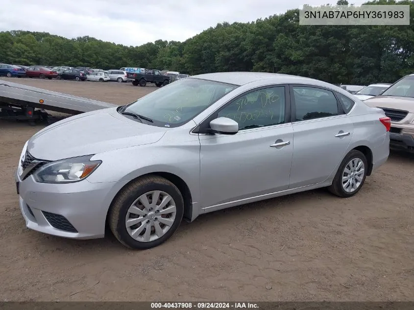 2017 Nissan Sentra Sv VIN: 3N1AB7AP6HY361983 Lot: 40437908