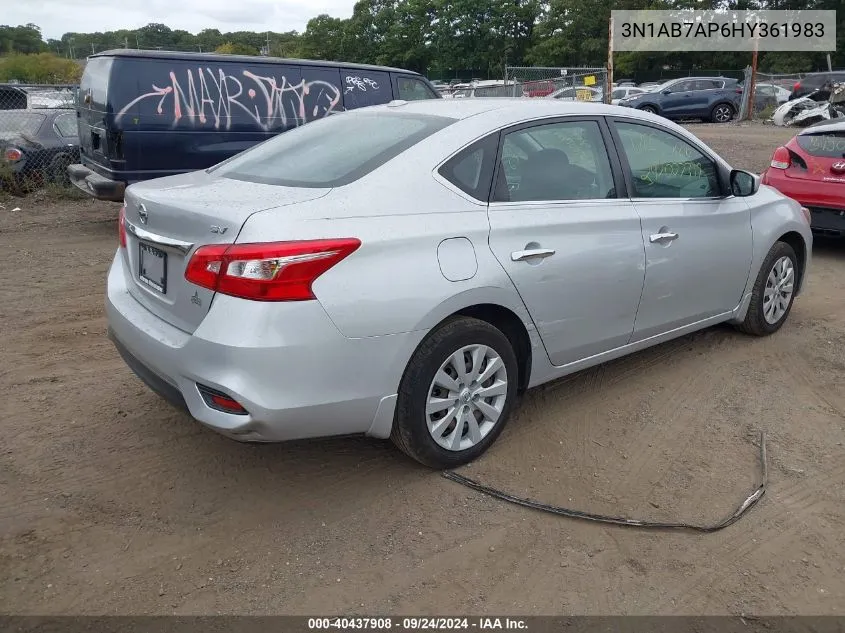 2017 Nissan Sentra Sv VIN: 3N1AB7AP6HY361983 Lot: 40437908