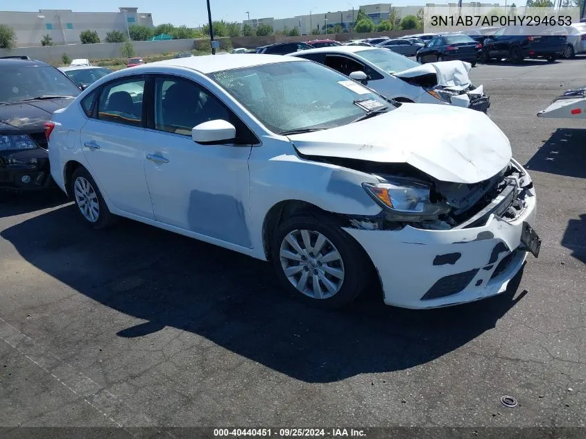 2017 Nissan Sentra Sv VIN: 3N1AB7AP0HY294653 Lot: 40440451