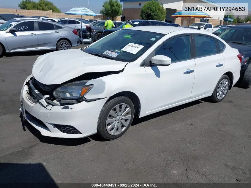 2017 Nissan Sentra Sv VIN: 3N1AB7AP0HY294653 Lot: 40440451