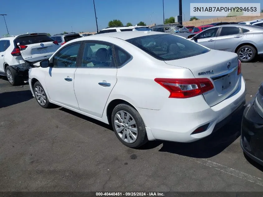 2017 Nissan Sentra Sv VIN: 3N1AB7AP0HY294653 Lot: 40440451