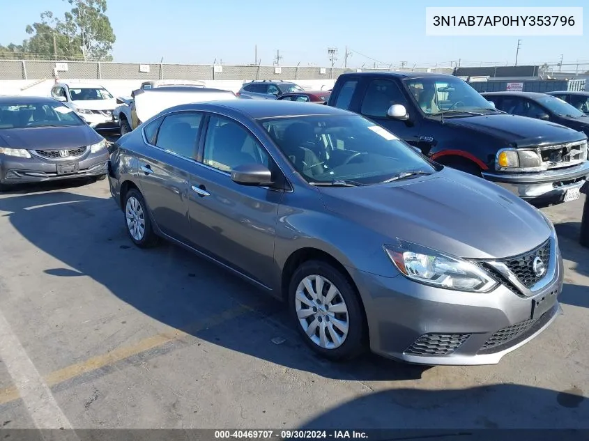 2017 Nissan Sentra Sv VIN: 3N1AB7AP0HY353796 Lot: 40469707