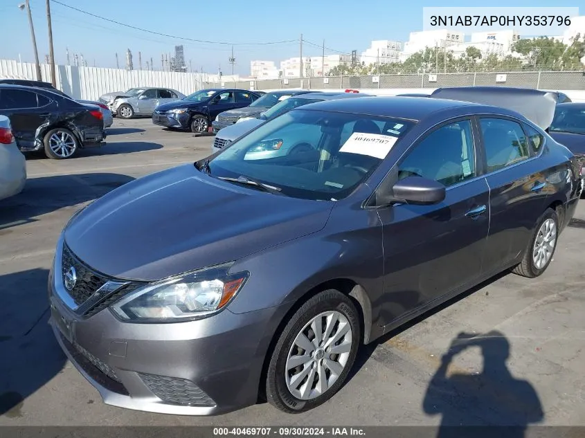 2017 Nissan Sentra Sv VIN: 3N1AB7AP0HY353796 Lot: 40469707