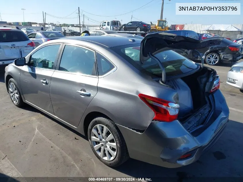 2017 Nissan Sentra Sv VIN: 3N1AB7AP0HY353796 Lot: 40469707