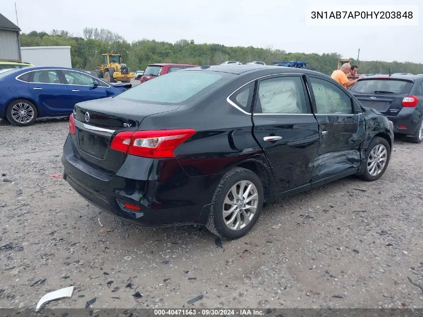 2017 Nissan Sentra Sv VIN: 3N1AB7AP0HY203848 Lot: 40471563