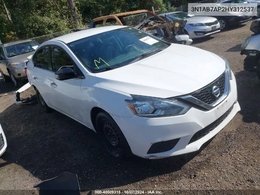 2017 Nissan Sentra Sv VIN: 3N1AB7AP2HY312537 Lot: 40509315