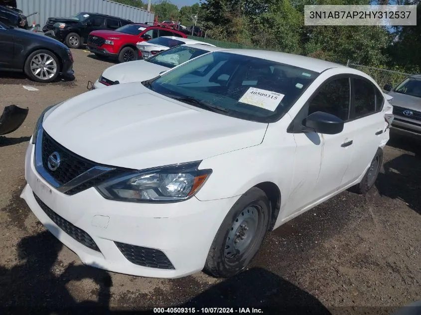 2017 Nissan Sentra Sv VIN: 3N1AB7AP2HY312537 Lot: 40509315