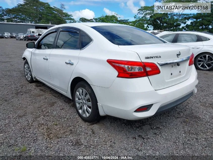 2017 Nissan Sentra S VIN: 3N1AB7AP2HY204368 Lot: 40533771