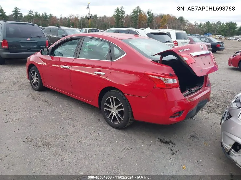 2017 Nissan Sentra Sv VIN: 3N1AB7AP0HL693768 Lot: 40584908