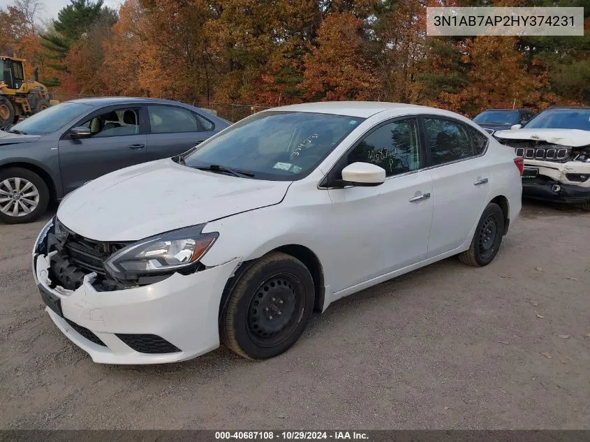 2017 Nissan Sentra Sv VIN: 3N1AB7AP2HY374231 Lot: 40687108