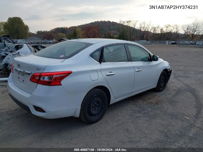 2017 Nissan Sentra Sv VIN: 3N1AB7AP2HY374231 Lot: 40687108