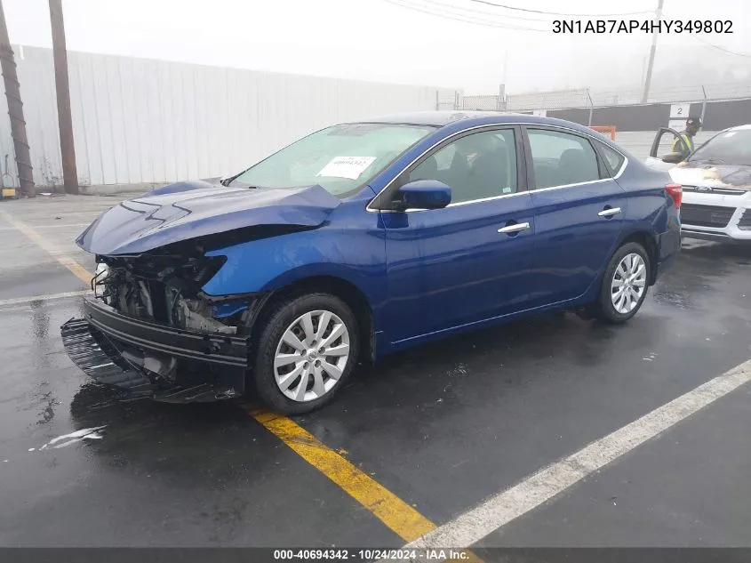 2017 Nissan Sentra S/Sv/Sr/Sl VIN: 3N1AB7AP4HY349802 Lot: 40694342