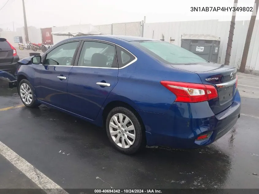 2017 Nissan Sentra S/Sv/Sr/Sl VIN: 3N1AB7AP4HY349802 Lot: 40694342