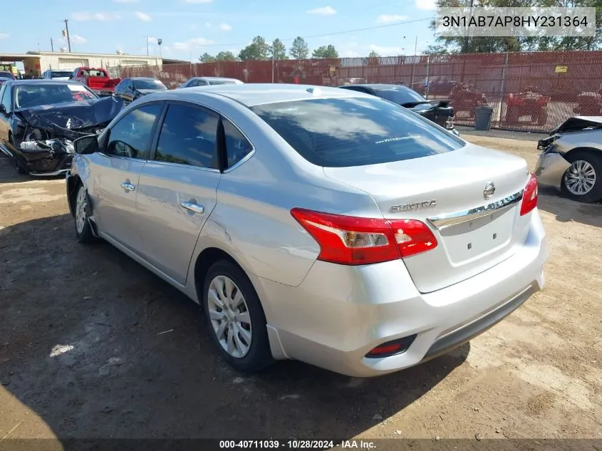 2017 Nissan Sentra Sv VIN: 3N1AB7AP8HY231364 Lot: 40711039