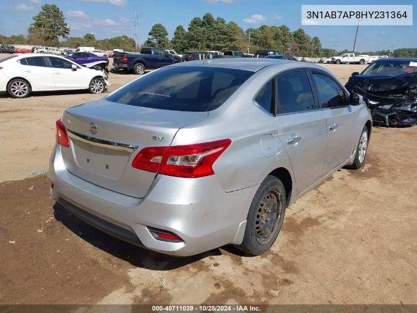 2017 Nissan Sentra Sv VIN: 3N1AB7AP8HY231364 Lot: 40711039