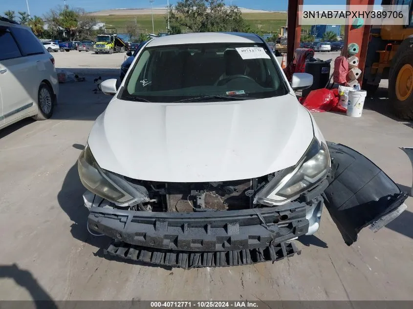 2017 Nissan Sentra S VIN: 3N1AB7APXHY389706 Lot: 40712771