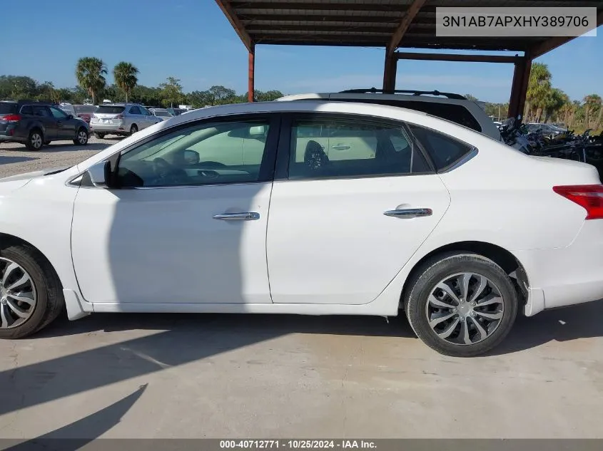 2017 Nissan Sentra S VIN: 3N1AB7APXHY389706 Lot: 40712771