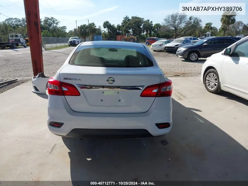 2017 Nissan Sentra S VIN: 3N1AB7APXHY389706 Lot: 40712771